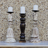 Indian Wooden Hand Carved Candle Holder Stand ( Set of 3) 286